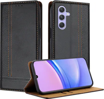 Image de Etui pour Samsung Galaxy A55 5G étui en cuir avec fonction stand noir