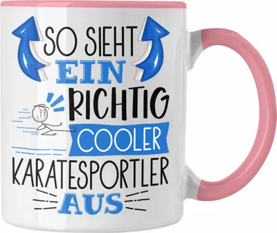 Produktbild von Trendation - Karatesportler Tasse Geschenk So Sieht Ein Richtig Cooler Karatesportler Aus Geschenkidee Spruch Lustig Becher (Rosa)