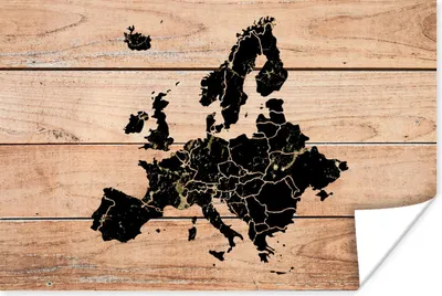 Produktbild von MuchoWow® Poster Karte - Europa - Holz 120x80 cm - Bilder