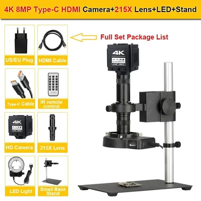 Image de Microscope vidéo électronique - XH3011 - Caméra UHD 4K HDMI/USB - Grossissement 215x - Microscope d'inspection numérique - Éclairage annulaire - 4K IMX678 HDMI USB