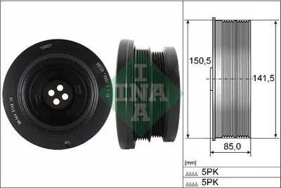 Produktbild von INA 544 0148 10 Riemenscheibe Kurbelwelle für BMW 3 Limousine (E46) 151mm 150,50mm