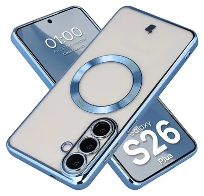 Produktbild von Handyhülle mit Kameraschutz und Magnetring für Galaxy S26 Plus, Bizon Case GuardO, Transparent-Blau