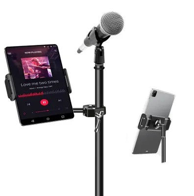 Obrázek produktu pro Kovový držák na iPad pro mikrofonový stojan – otočný o 360° a naklápěcí