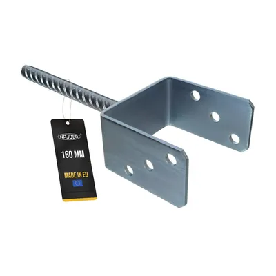 Produktbild von NAJDER Pfostenträger U-Form mit Betonanker Sockel 160 mm Dicker Stahl 4 mm, verzinkt (160 mm)