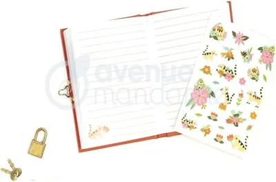 Produktbild von Avenue Mandarine Tagebuch, 240 Seiten, 11x14 cm, mit Schloss, Katzen und Blumen, liniert