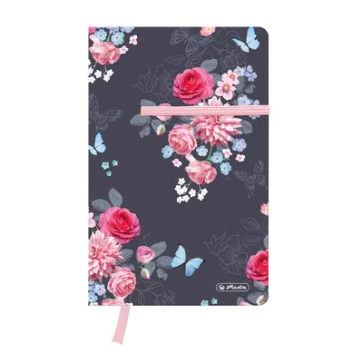 Produktbild von Herlitz Notizbuch Young A5 88 Blatt kariert Ladylike Flowers mit Leseband