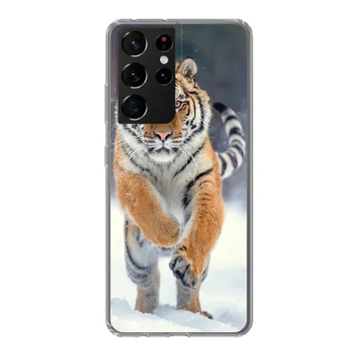 Produktbild von MuchoWow® Handyhülle Schutzhülle Hülle für Samsung Galaxy S21 Ultra Tiger - Landschaft - Schnee - Tiere Silikon Softcase Handy Hülle - Mobiltelefon