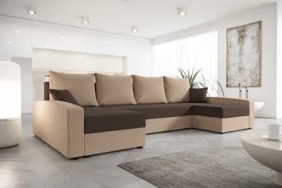 Produktbild von Roe Furniture | Ecksofa - 301 cm - U-Form - CHIEVO U - Braun und Beige - Schlafsofa mit Stauraum - Modernes Design - Sofabett - Couch