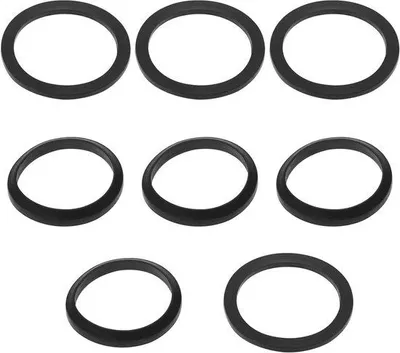 Zdjęcie produktu dla Zestaw uszczelek do odpływu umywalki, 8 sztuk w kolorze czarnym – uszczelka odpływowa 1/4 cala o wymiarach 38x31x25 mm i 36x32x45 mm