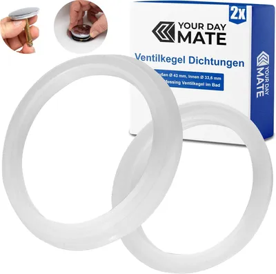 Zdjęcie produktu dla Uszczelka do zaworu - 2 sztuki - Wykonana z silikonu - Przezroczysta - Średnica zewnętrzna: 43 mm - Średnica wewnętrzna: 33-6 mm