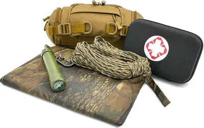 Produktbild von Famanu Survivalkit - Praktische Tasche mit Wasserfilter und Paracord