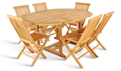 Produktbild von Gartenmöbel Set 7tlg Teak Gartentisch ausziehbar 120-170 cm BORNEO/MENORCA