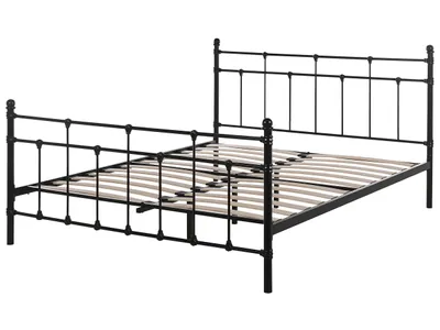Obrázek produktu pro BELIANI Cama a con estructura de metal cabecero decorativo 160 x 200 cm diseño moderno