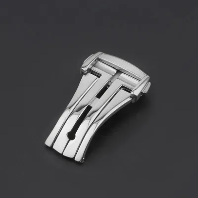 Produktbild von Uhrenschließe Edelstahl - Faltschließe 20 mm - Für Lederarmband - Druckknopf Deployant - Ersatzschließe - Silber