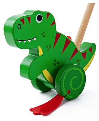 Productafbeelding van BigJigs houten duwstang T-Rex dinosaurus speelgoed voor peuters