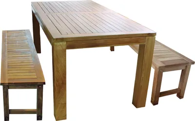 Produktbild von Sitzgruppe Teakholz 180x90x75cm Tisch + 2 Bänke Teak