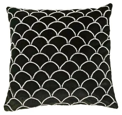 Produktbild von Kissen Mermaid mit Perlenstickerei schwarz silber 45x45cm