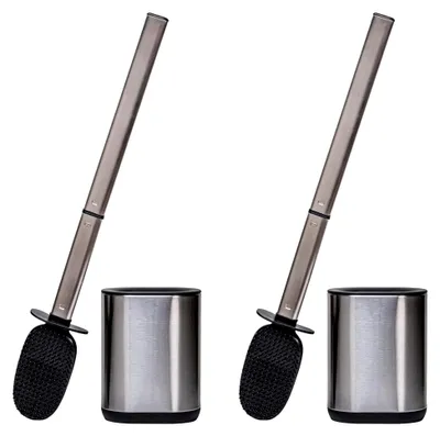 Produktbild von Toilettenbürste Silikon, Klobürste Edelstahl, 2er-Pack Silber