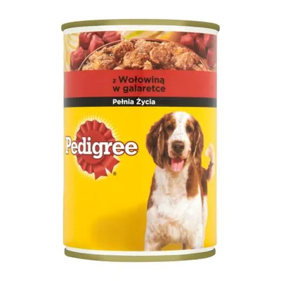 Produktbild von Pedigree Adult - Nassfutter für Hunde, mit Rindfleisch in der Gelee-Dose 12 x 400g