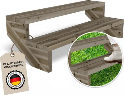 Productafbeelding van Terrastrap met 2 Treden van Massief Grenenhout, Compleet met Wangen en Planken