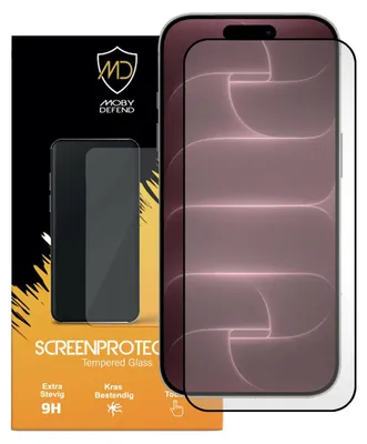 Productafbeelding van MobyDefend Screenprotector - Geschikt voor iPhone 18 Pro Max - Screensaver Met Zwarte Randen - Gehard Glas