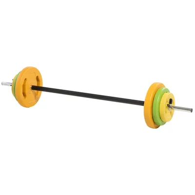 Produktbild von HOMCOM Hantelstange, verstellbare Gewichte mit 6 Hantelscheiben, 1,5 kg, 2,5 kg, 5 kg, für Kraft- und Armtraining im Heim-Fitnessstudio, 130 x 28 x 28 cm, mehrfarbig