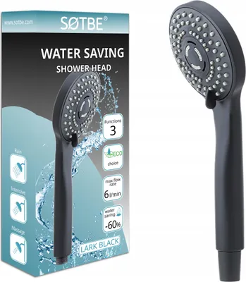 Produktbild von Schwarzer 3-Wege-Duschkopf WASSERSPARENDE Anti-Kalk-Dusche
