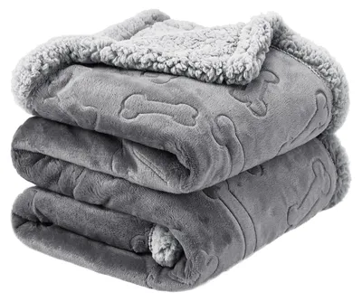 Wasserdichte Hundedecke 127x100 cm, Sherpa-Fleece, grau