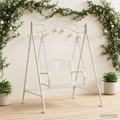 Produktbild von Möbel Schaukelbank Stahl 113 x 121,5 x 168 cm Antik Weiß - Hollywoodschaukeln CC985