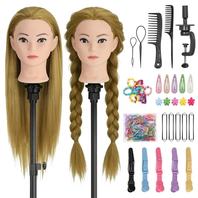 Obrázok produktu pre Solidchoice – Hlava na parochňu pre kaderníkov, s syntetickými vlasmi a sponami (blond)
