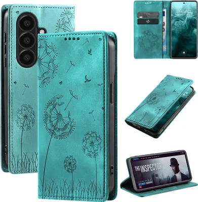 Produktbild von Handyhülle für Samsung Galaxy A37 5G RFID Schutz Klapphülle Case Cover Design Blume Pusteblume Schutzhülle Farbe: Türkis