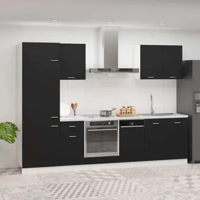 Produktbild von vidaXL 7-częściowy zestaw kuchenny Lyon z czarnego drewna