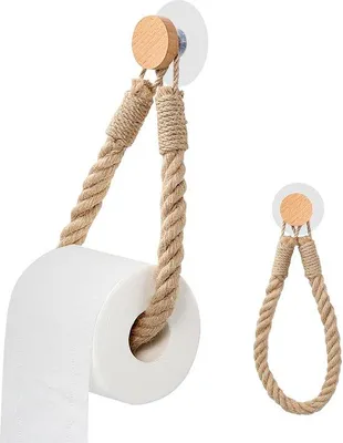 Image de Porte-papier toilette en bois sans perçage, porte-serviettes, accessoire vintage pour la salle de bains