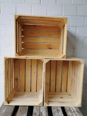 Produktbild von Neue Holzkisten Natur 50 x 40 x 30 cm Obstkisten / Apfelkisten / Weinkisten 3er