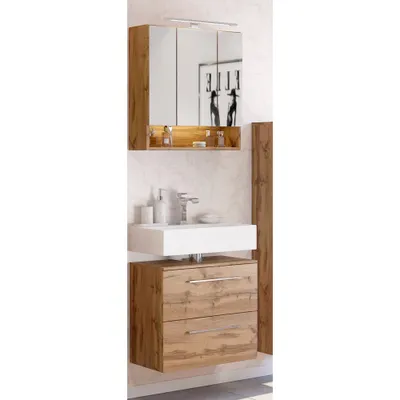 Produktbild von Badezimmer Waschtisch Set LOUNY-03 in Wotaneiche Nb., B/H/T: ca. 60/200/48 cm