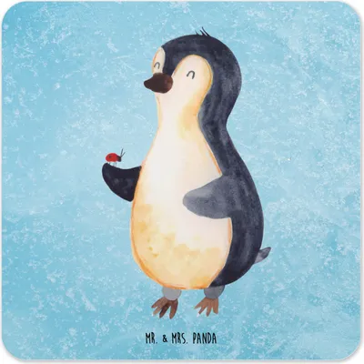 Produktbild von Mr. & Mrs. Panda Untersetzer für Gläser Pinguin Marienkäfer 15er Set - Eisblau - Geschenk, Tassenuntersetzer, Kleine Wunder, Tischuntersetzer, Aufmerksam, Liebe, Coaster