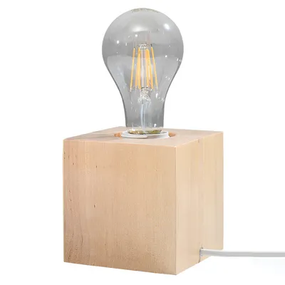 Image de Lampe de table ARIZ en bois 1xE27 15W bois 10x10x10cm Sollux Lighting