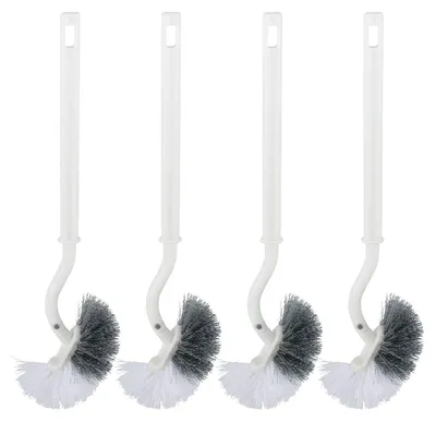 Produktbild von 4-teiliges Toilettenbürsten-Set mit Randreiniger, gebogener Toilettenbürste mit langem Griff und Tiefenreinigung für schwer zugängliche Ecken.