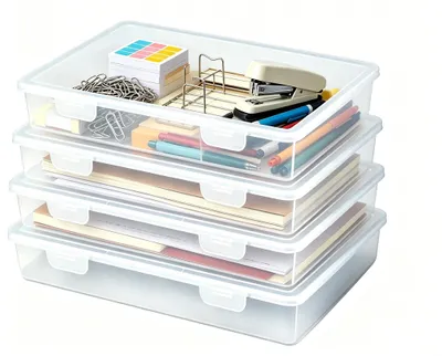 4er-Set transparente Aufbewahrungsboxen mit Deckel, 22×15,5×5 cm