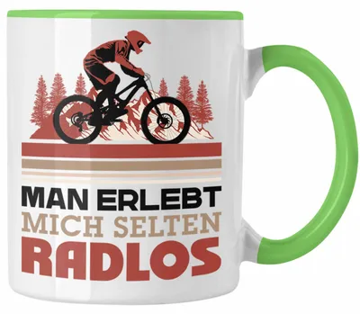 Produktbild von Mountainbiker Tasse Geschenk Spruch Männer Man Erlebt Mich Selten Radlos (Grün)