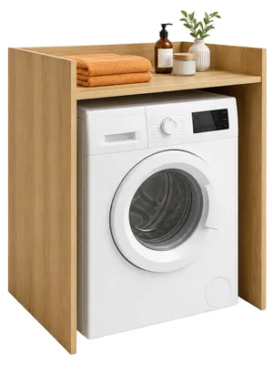 Image de Relaxdays, meuble de rangement pour machine à laver, étagère à placer au-dessus de la machine à laver et du sèche-linge, dimensions (H x L x P) : 97 x 66 x 61 cm, meuble de rangement à placer au-dessus, couleur : marron clair