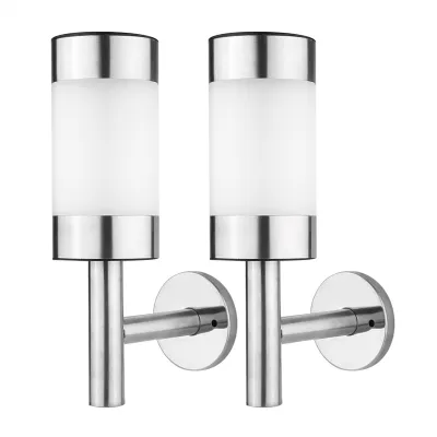 Immagine prodotto di 2 lampade da parete solari a LED in acciaio inossidabile con sensore di movimento per esterni, giardino