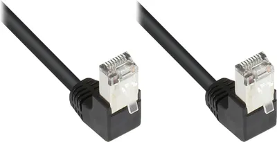 Produktbild von Patchkabel, Cat. 5e, F/UTP, beidseitig 90° nach unten gewinkelt, schwarz, 3m, Good Connections®