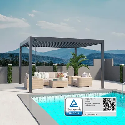 Produktbild von Deluxe Pavillon Terrassenüberdachung Alu 3,6 x 4 M anthrazit