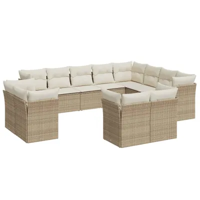 Image de vidaXL Ensemble de 12 canapés de jardin avec coussins Beige Poly Rattan