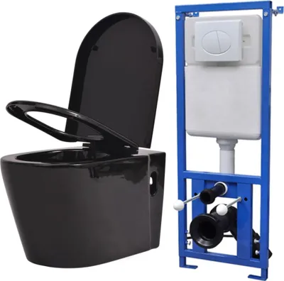 Produktbild von "2024 Moderne" Hänge-Toilette mit Einbau-Spülkasten Keramik Schwarz - Hänge-WCs Neu5617217