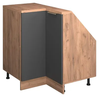 Produktbild von Eck-Küchenschrank für Dachschrägen Vicco R-Line Anthrazit-Gold 75.6 cm mit 1 Tür, Model 60619