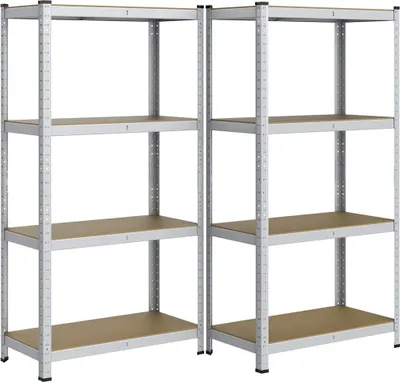 Produktbild von Yaheetech Schwerlastregal 2er Set, Lagerregal 160x80x40cm, Kellerregal 4 Ablagen, max. 640 kg, verzinkt