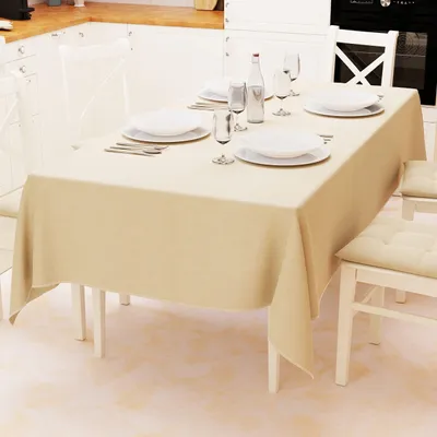 Baumwoll-Tischdecke, sandfarben, 140x360 cm, 18 Plätze