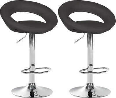 Produktbild von CLP 2er Set Barhocker Olinda Stoff drehbar und höhenverstellbar dunkelgrau Gestell Farbe chrom